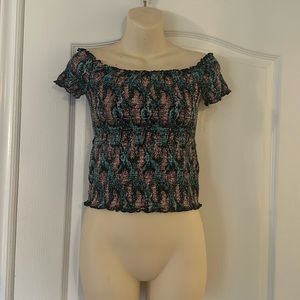 Blue and Pink Streetwear Society off The Shoulder top